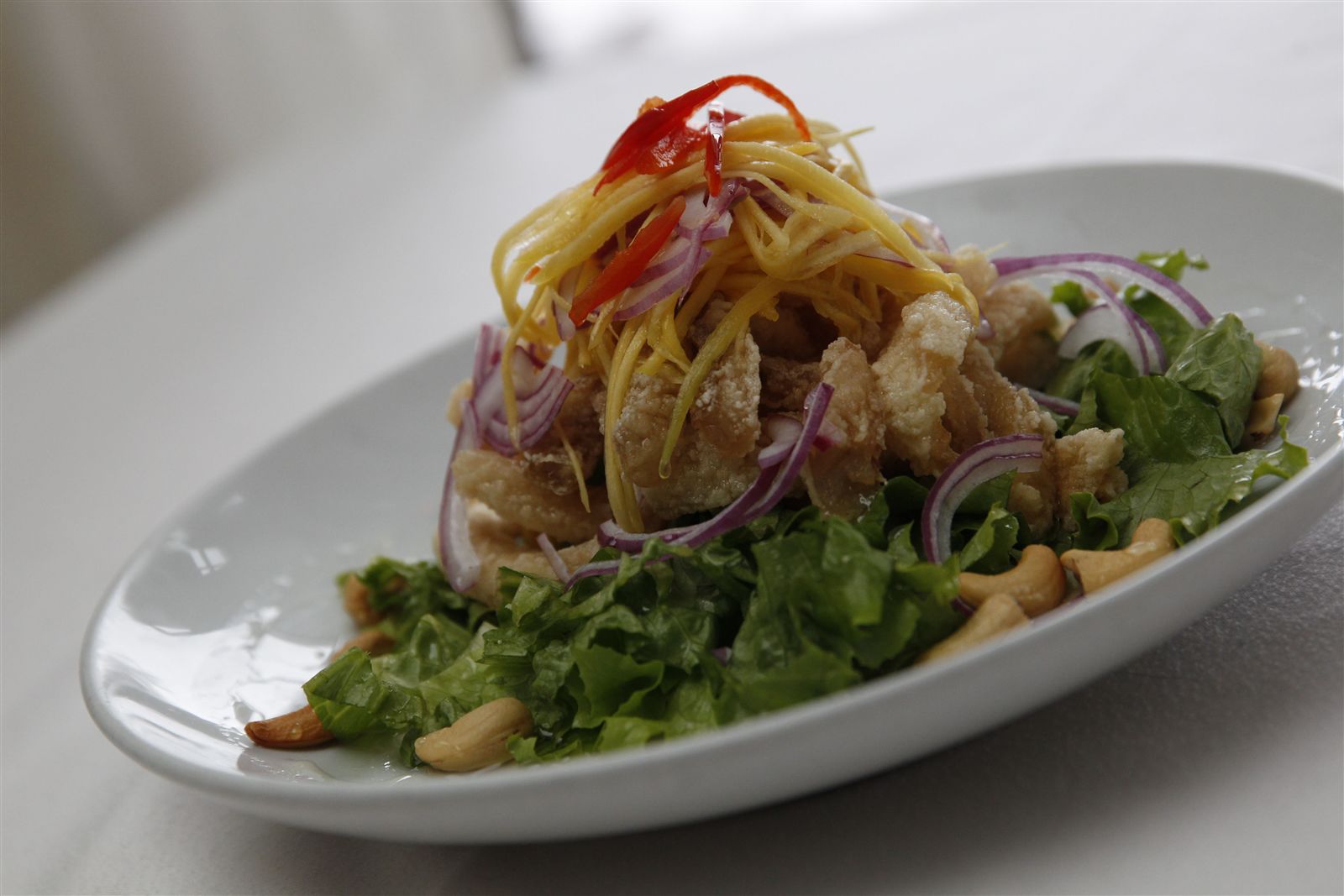 Crispy catfish salad at Thai Orchid Cafe